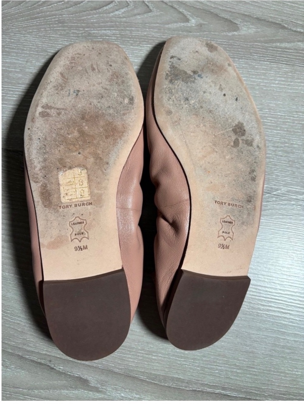 Tory Burch Dusty Pink Leather Eleanor Ballet Flats with Gold Logo 9.5 - Picture 5 of 5